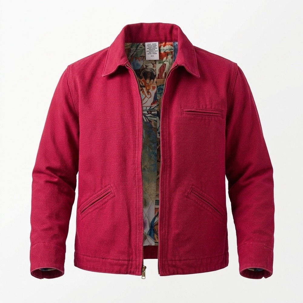 Rare VTG 90s Ethyl Womens M Red Canvas Chore Jacket Rockabilly Western Americana